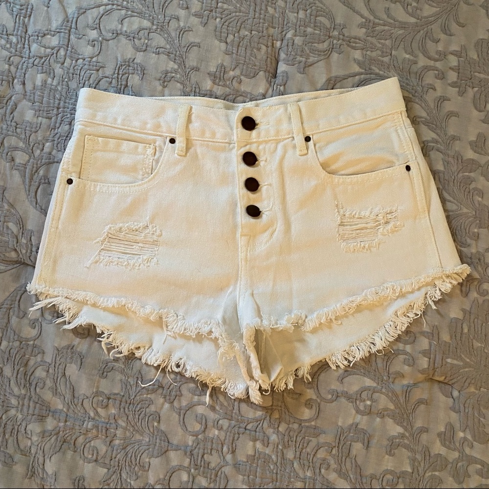 Bullhead Hi-Rise White Jean Shorts